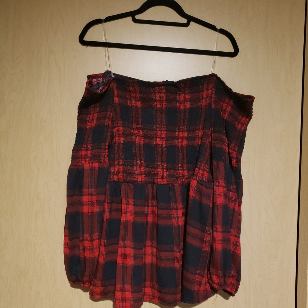 Black and red off the shoulder top